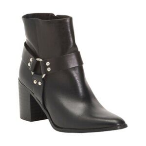 TEXTO Black Made In Portugal Leather Moto Heeled Booties